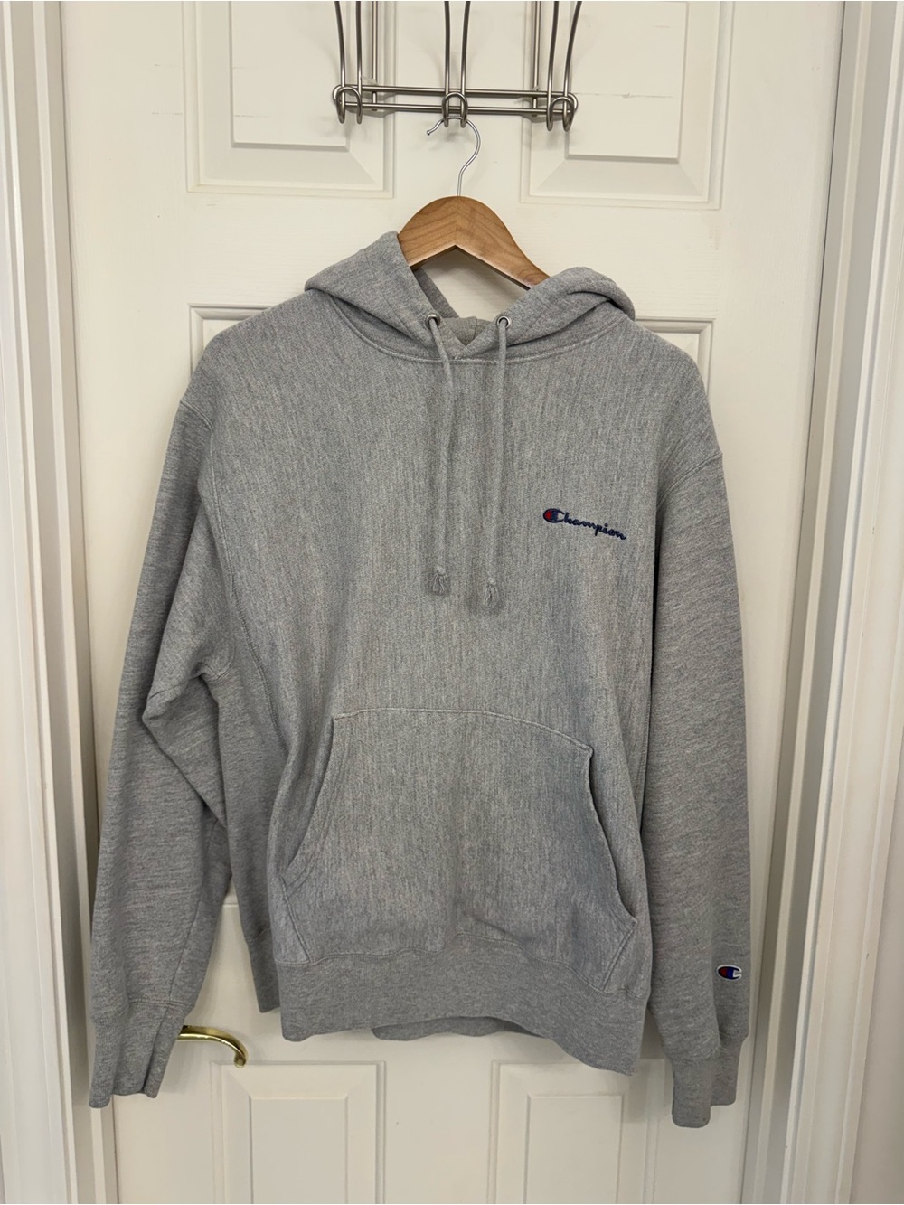 Champion Gray Pullover Hoodie with Embroidered Logo
